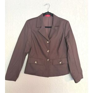 Oscar de la Renta Blazer Jacket Brown Button Front Pockets‎ Size 6